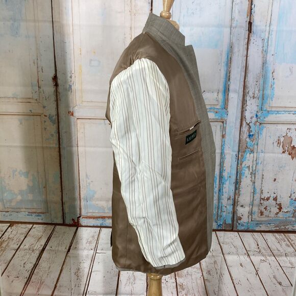 Lauren Ralph Lauren Mens 2 Button Blazer Sport Coat Jacket Beige Plaid 42R - Picture 13 of 13